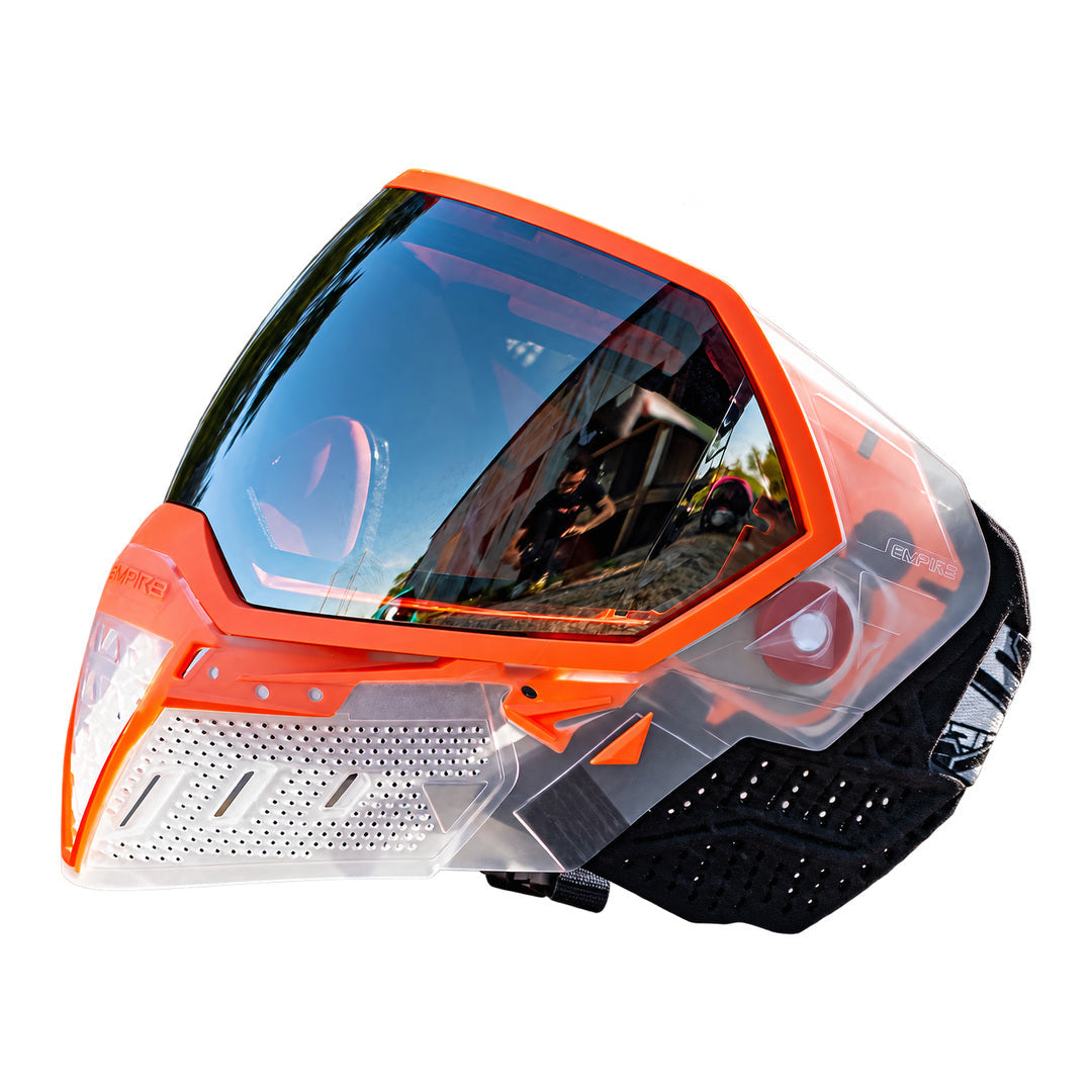 Empire EVS Crystal Clear Paintball Mask - Orange with Black Chrome Lens