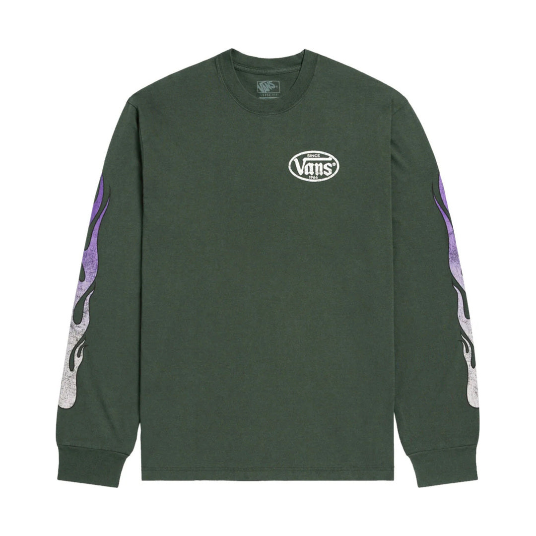 Vans Burnin' Up Long Sleeve T-Shirt - Oil Green