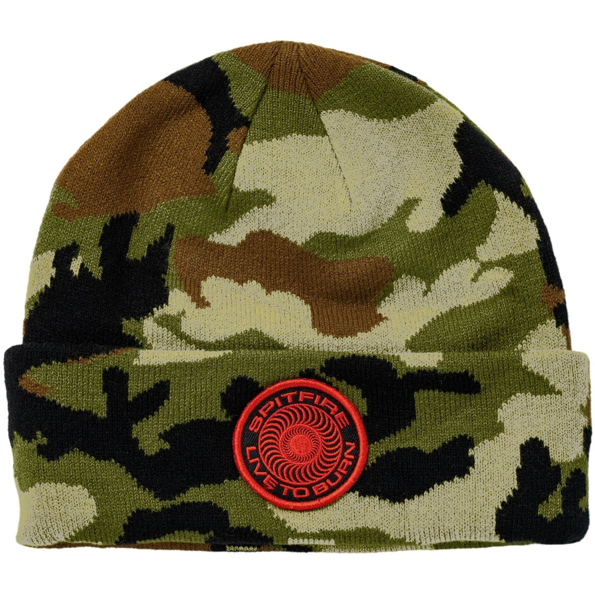 Spitfire Classic '87 Swirl LTB Patch Cuff Beanie - Woodland Camo/Black