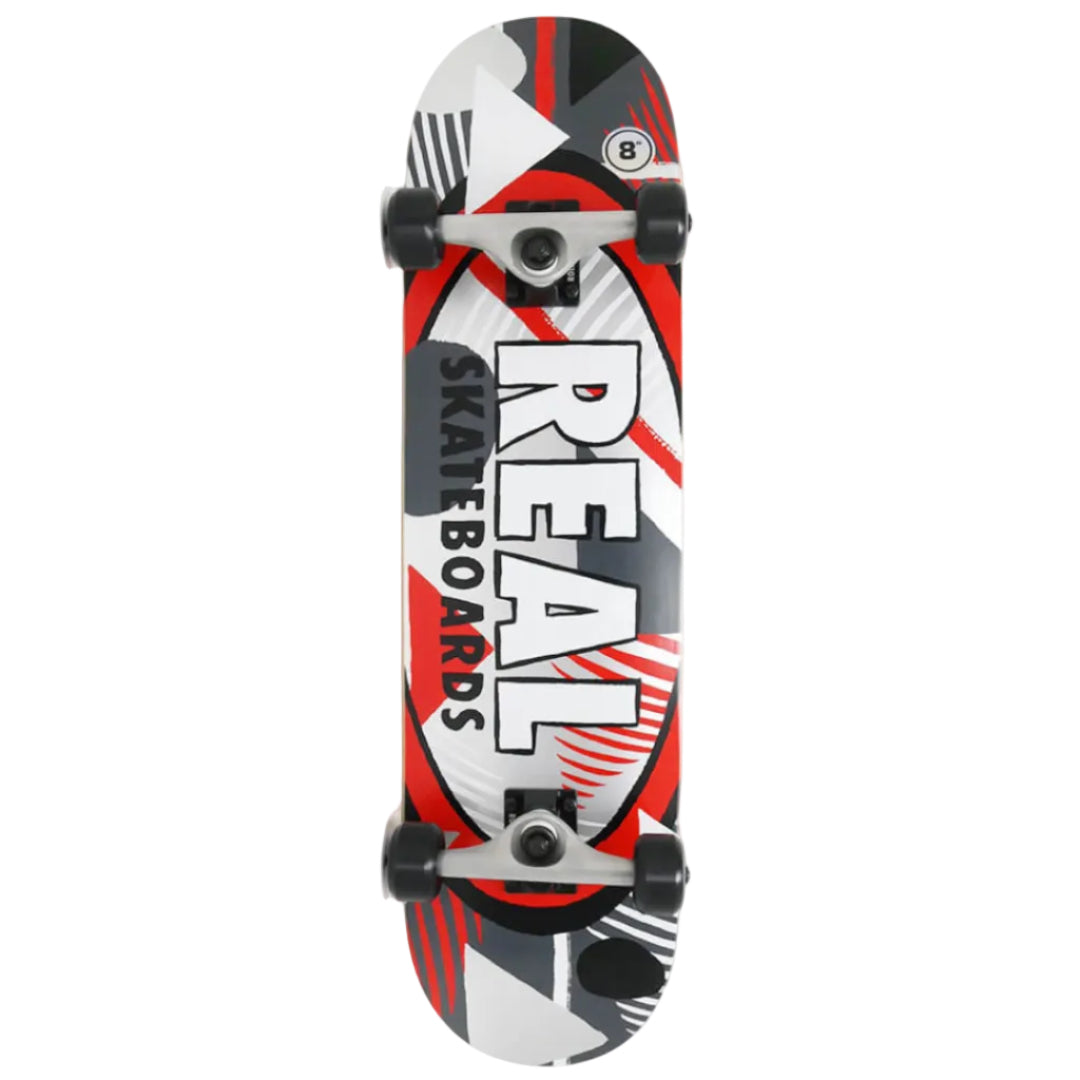 Real Hatched Oval Red Complete Skateboard 8.0