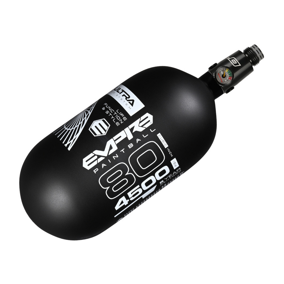 Empire Ultra Light Carbon Fiber Air Tank 80/4500 w/ FLO Pro Regulator - Black/White