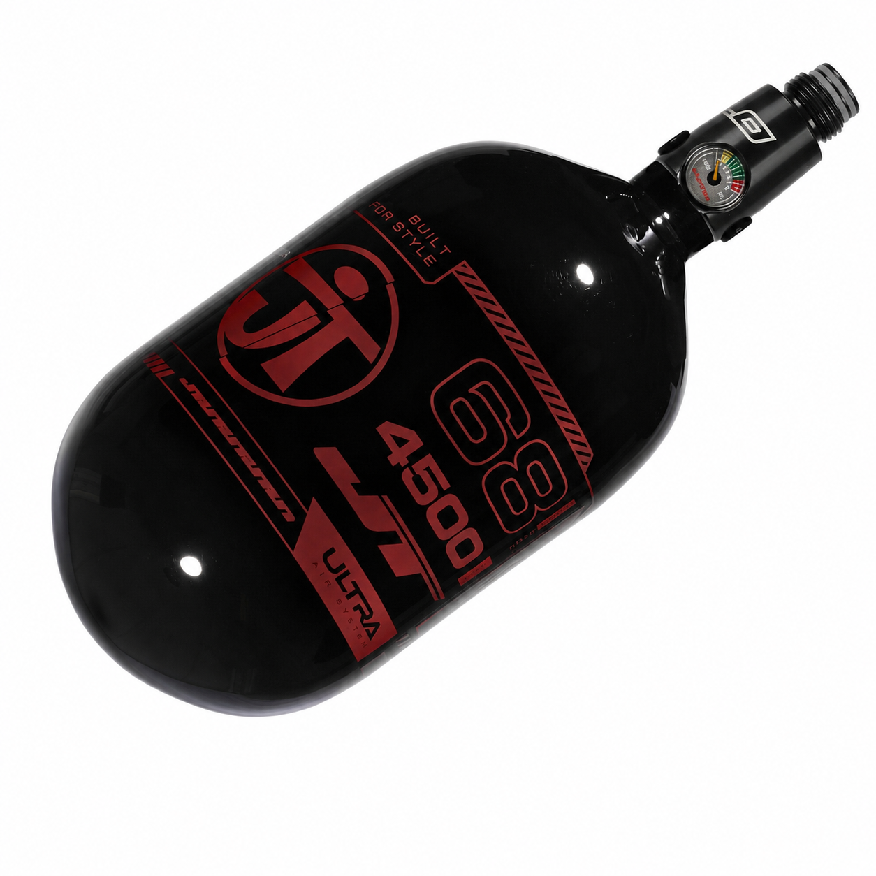 JT Ultra Light Carbon Fiber Air Tank 68/4500 w/ FLO Pro Regulator - Black/Red