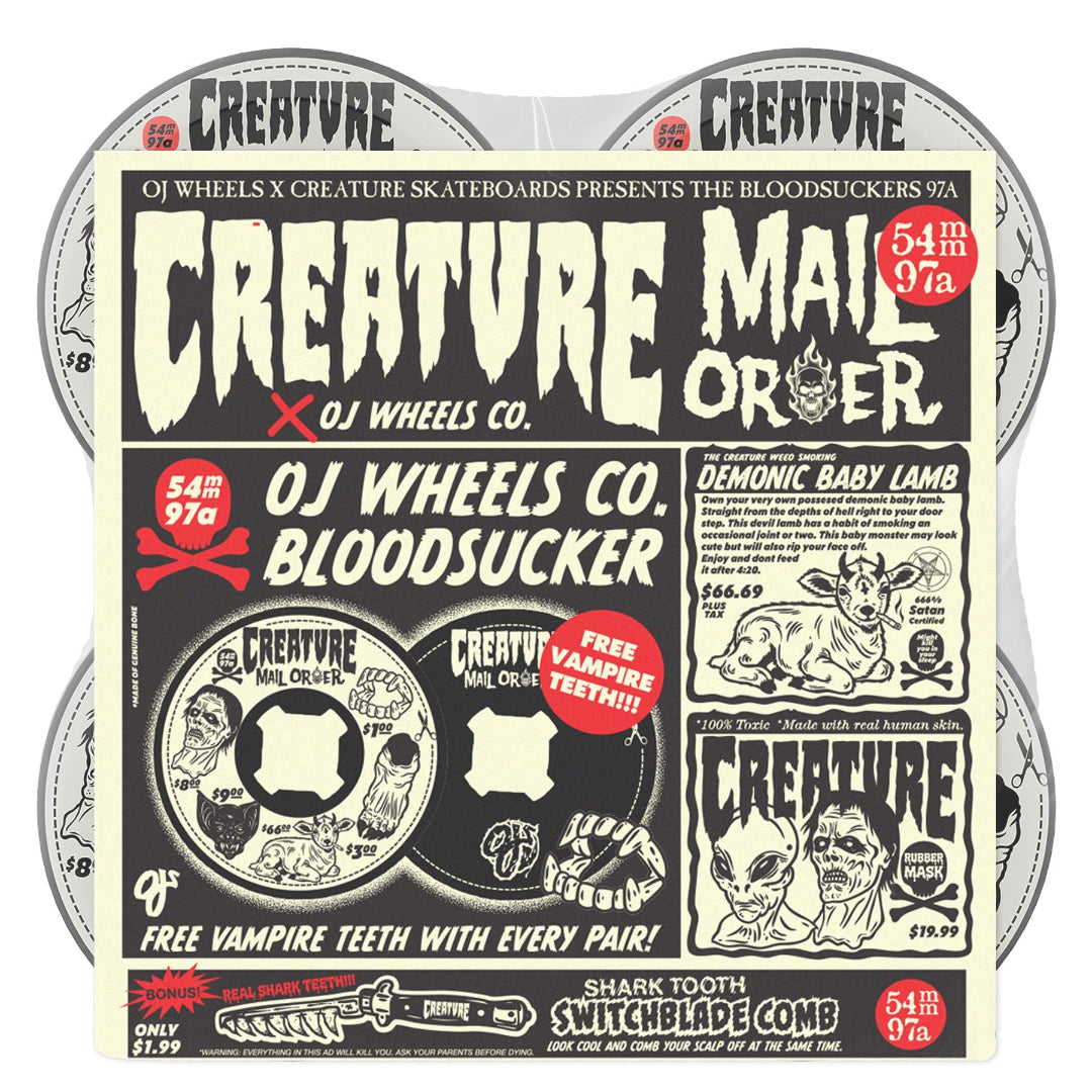Creature Mail Order Bloodsuckers 54mm 97A Wheels - Black