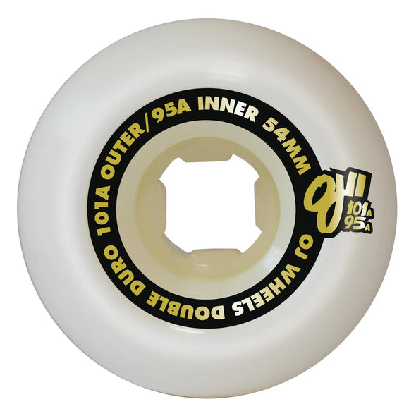 54mm Double Duro White Chubbies 101a/95a OJ Skateboard Wheels