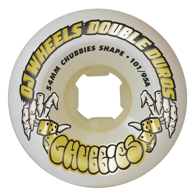 54mm Double Duro White Chubbies 101a/95a OJ Skateboard Wheels