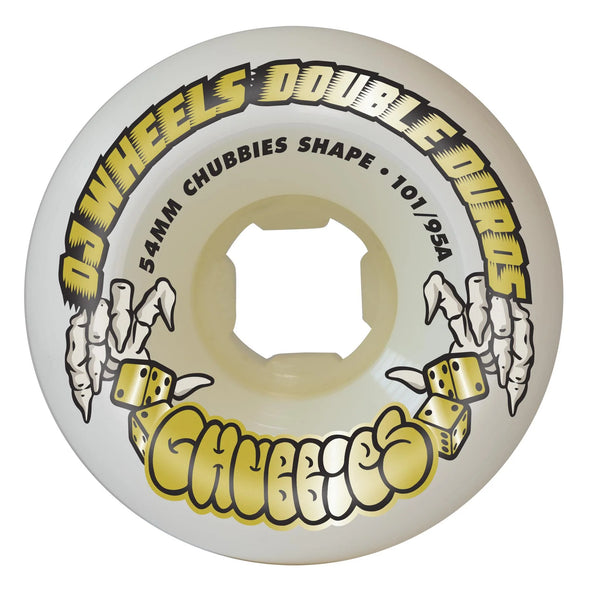 54mm Double Duro White Chubbies 101a/95a OJ Skateboard Wheels