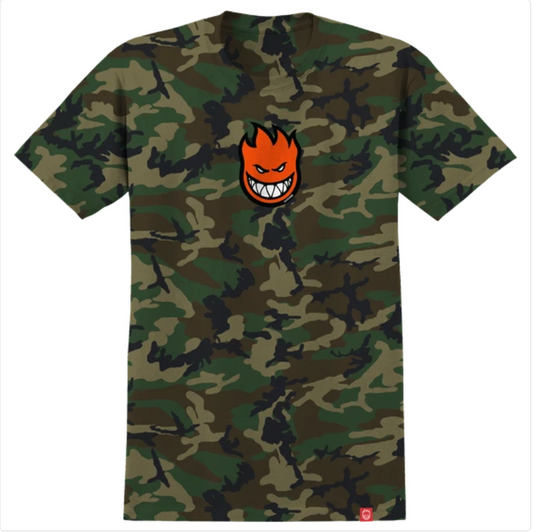 Spitfire Bighead Mid Flame T-Shirt - Forest Camo/Orange