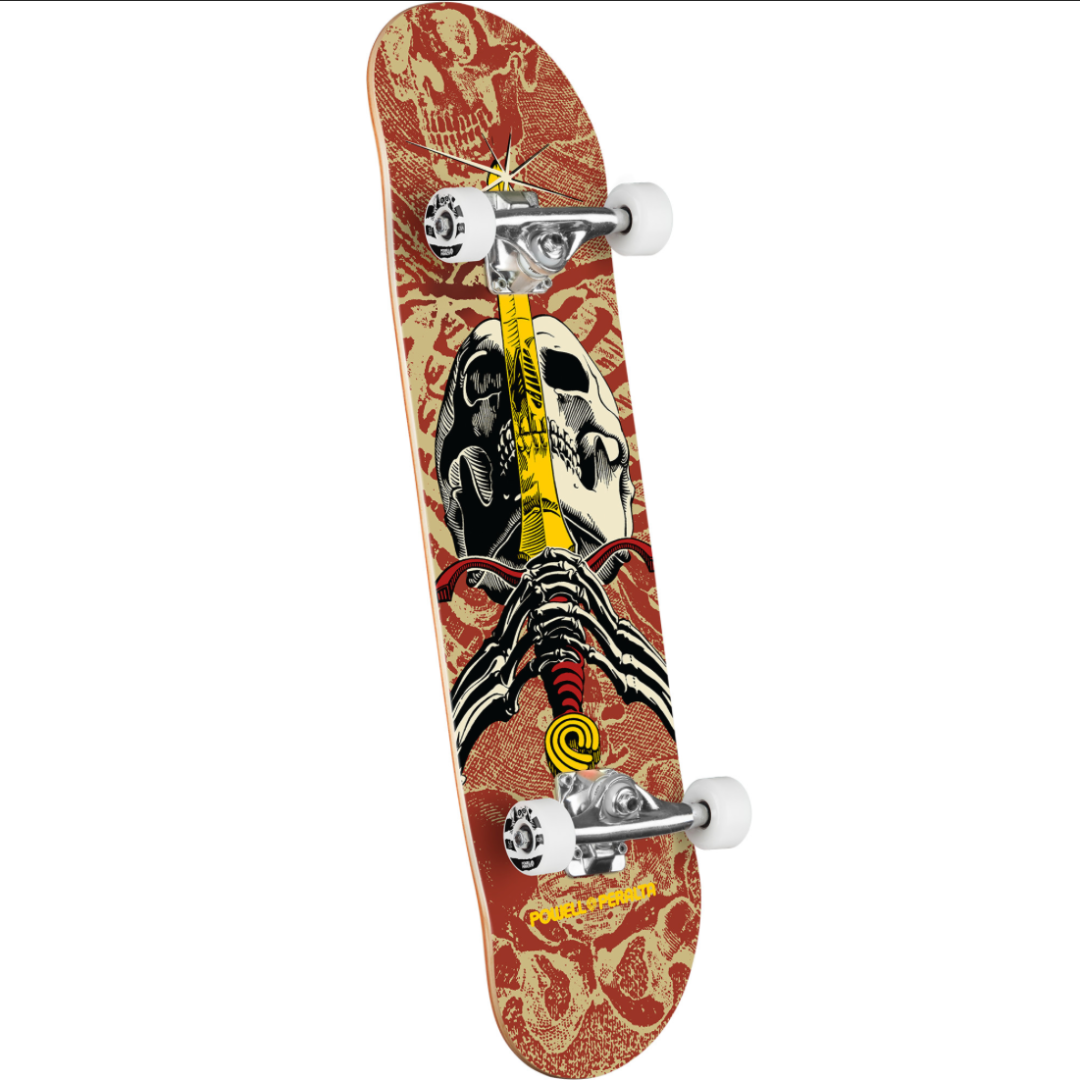 Powell Peralta Skull & Sword Complete 7.5 - Khaki/Burgundy