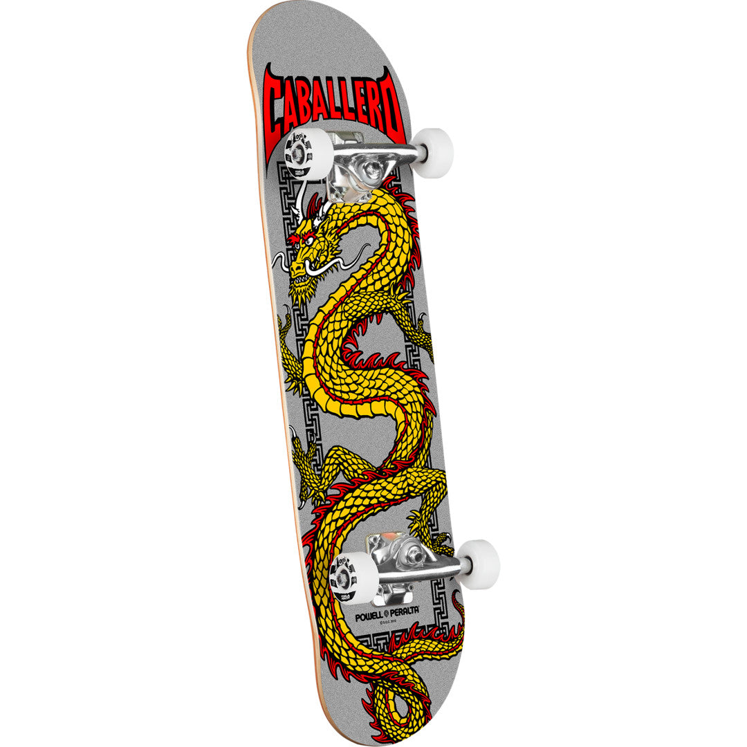 Powell Peralta Caballero Chinese Dragon Metallic Silver Complete Skateboard 7.75