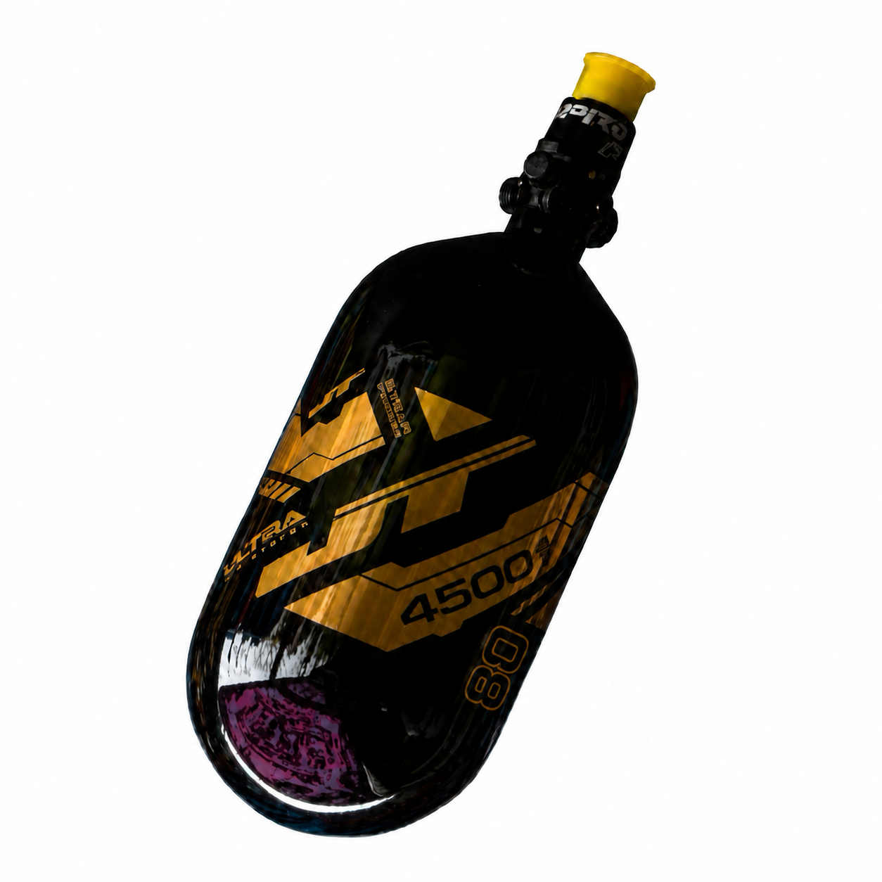 JT Ultra Light Carbon Fiber Air Tank 80/4500 w/ FLO Pro Regulator - Black/Gold
