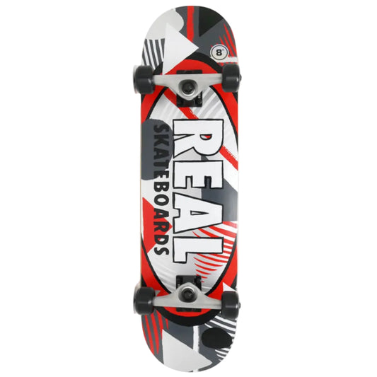 Real Hatched Oval Red Complete Skateboard 8.0