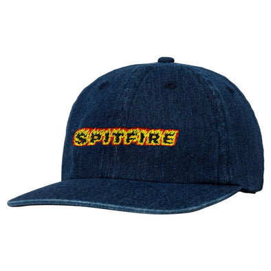 Spitfire Flames Script Strapback Hat Denim