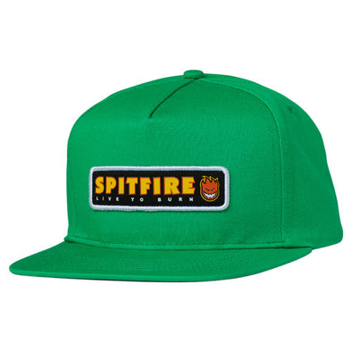 Spitfire Wheels Hat Live to Burn Patch Snapback (Green)