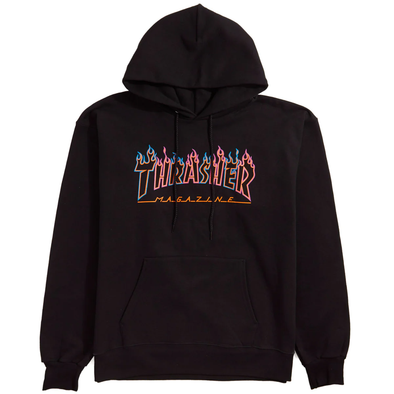 Thrasher Double Flame Neon Logo Hoodie (Black)