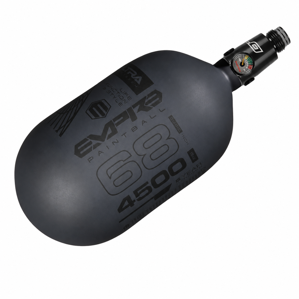 Empire Ultra Light Carbon Fiber Air Tank 68/4500 w/ FLO Pro Regulator - Grey/Black
