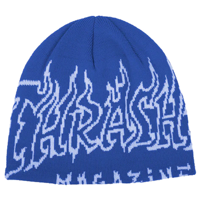 Thrasher Fire Outlined Skully Beanie (Blue)