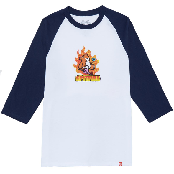 Spitfire Lil Beatdowns Raglan T-Shirt (White/Navy)