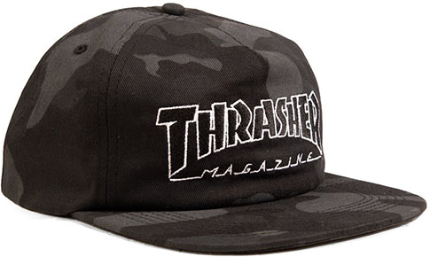 Thrasher Outlined Snapback Hat (Black/Camo)